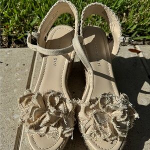 Madden Girl Beige Floral Wedges